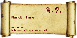 Mendl Imre névjegykártya